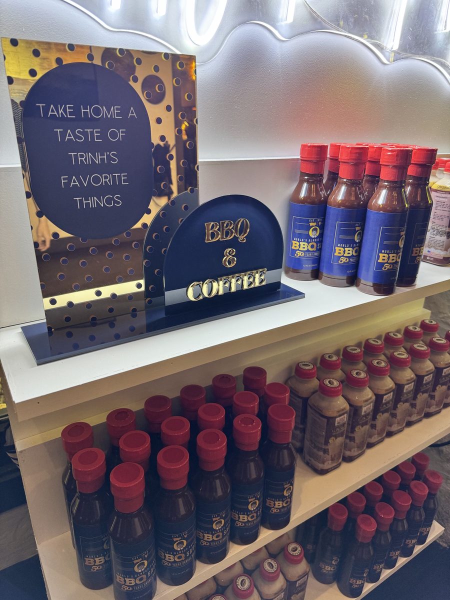 A styled favor display for departing guests.